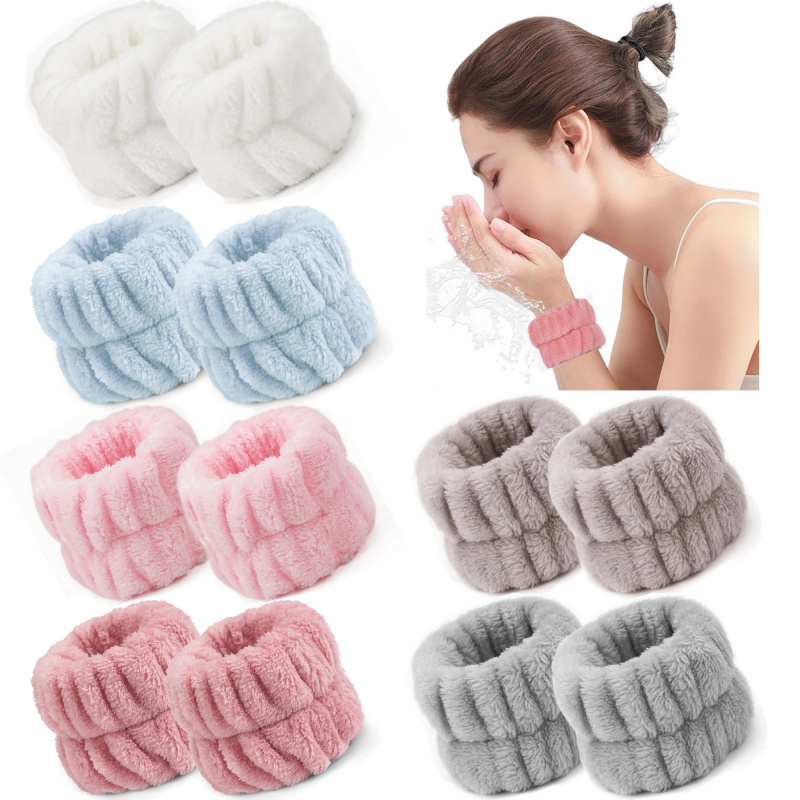 Home Textiles Face Towel - 2PCS Reusable Spa นาฬิกาข้อมือ Washband ผ้าขนหนูไมโครไฟเบอร์นุ่มสายรัดข้อมือสําหรับล้างหน้าหญิงสาวโยคะวิ่งกีฬานาฬิกาข้อมือ
