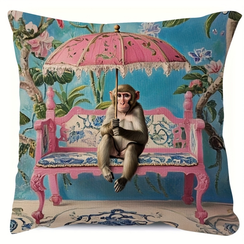 ปลอกหมอนลายลิงสไตล์จีนสีชมพูเร - Pillow Insert 18X18 บทวิจารณ์และราคา