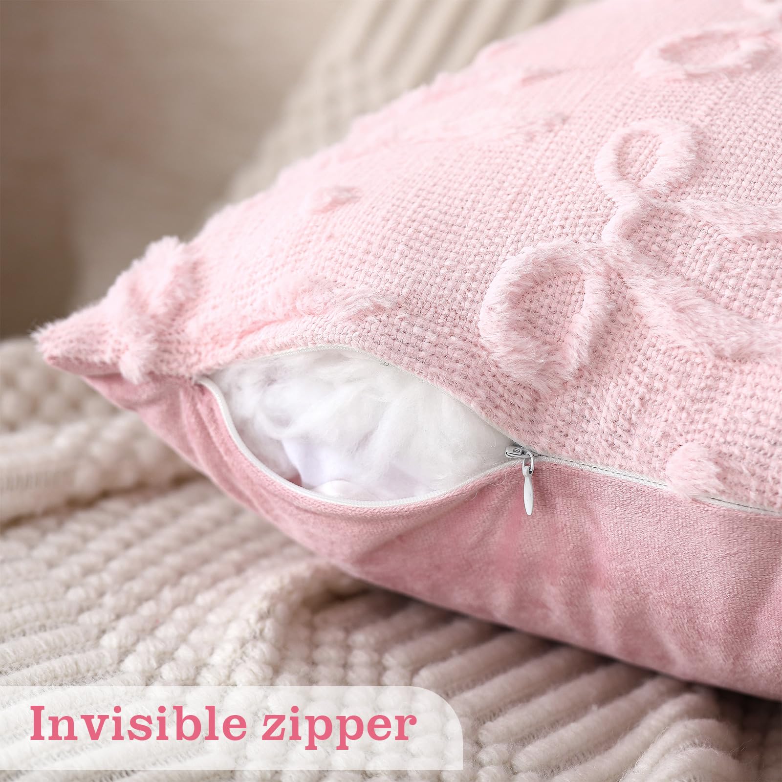 ปลอกหมอนอิงลายโบว์สีชมพู ขนาด  - Pillow Insert 18X18 บทวิจารณ์และราคา